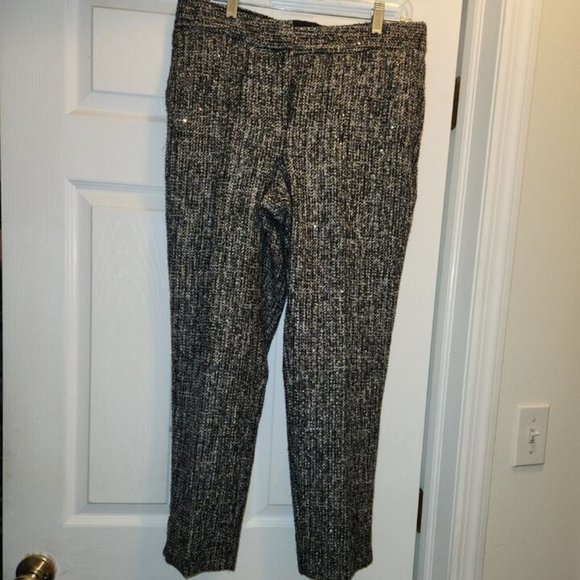 new TALBOTS HAMPSHIRE ANKLE PANTS Black White Sequin Women's 10 Petite - Picture 5 of 8